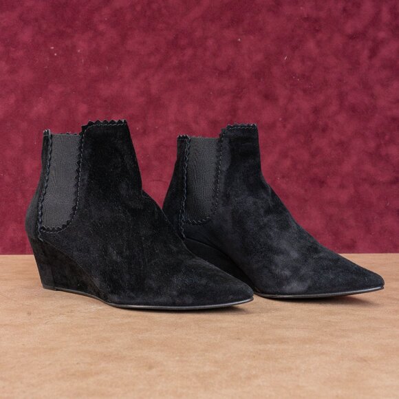 Pedro Garcia Women Ona Black Suede Wedge Boots Size 8US EUR 38 - Picture 1 of 9